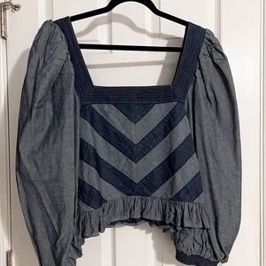 Anthropologie Stylish Women's 2 Tone Denim Top